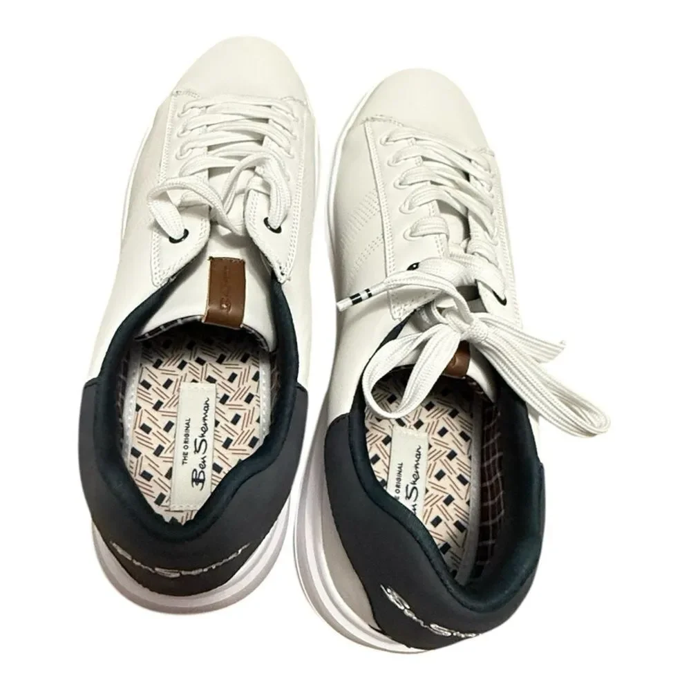 NEW BEN SHERMAN Hardie Low Top white grey size 12 men’s